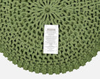 COTTON CRAFT Round Dori Pouf - Cotton Braid Cord Cable Knitted Ottoman - Foot Stool - Footrest - Floor Pouf - Accent Furniture - Woven Ottoman - Bean Bag - Living Room Dorm - 20 Dia x 14 High - Sage