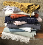 KyraHome 100% Cotton Blanket 60"x80" Large Muslin Throw Blankets for Adults, Couch, Picnic, Travel, Plant Dyed Pre-Washed Breathable Lightweight Soft Gauze Blanket, All Season, White