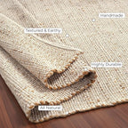 Jute Cotton Hand Woven Natural Farmhouse Area Rug for Living Room Bedroom Kitchen Hallway Entryway- Rustic Vintage Bohemian Decor - 3' x 5' (Cotton Jute)