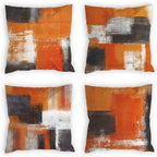COLORPAPA Burnt Orange Throw Pillow Covers 18x18 Set of 4 Decorative Cushion Cover Taupe Abstract Art Painting Pillowcase for Sofa Bedroom Living Room Décor