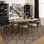 5x7 Geometric Figure Easy Jute Area Rug for Living Room Scalloped Washable Indoor Outdoor Carpet Farmhouse Patio Office Mat Geometric Non Slip Black Carpet for Backyard Dining Room