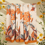 Boho Large Throw Blanket, 100% Organic Cotton Breathable Soft Bed Throw - Floral Bird Farmhouse Decor Blanket for Sofa Couch Chair Quilt and Gift. 91" x 98"- Beige