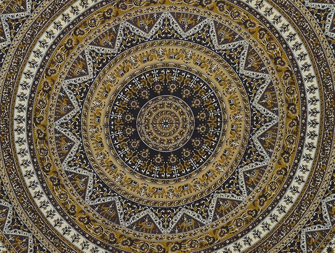 Popular Handicrafts Wall Hanging Tapestry For Bedroom Hippie Mandala Bohemian Psychedelic Hippy Intricate Floral Design Indian Tapestries Bedspread 84 x 90 Inches (215cm x 230cm) Brown