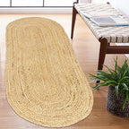 Chardin home Hand Woven Natural Jute Braided Rug – 2x7 Oval | Rustic Boho Farmhouse Style | Solid Natural Fiber Rug for Hallway, Entryway, Kitchen, Bedroom, Dining Room, Study, Office