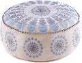 Large Round Floor Pillow Cover Blue Indian Décorative Accent Meditation Cushion Perfect for Living Room, Bedroom, Nursary or Children Room Seating Area Stool Footstool Pouf Ottoman 24x8 Unstuffed