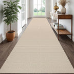 EARTHALL Runner Rug 3x18 Ft Washable Runners for Hallways Extra Long Woven Non Slip Entryway Runner Braided Kitchen Runner Indoor Outdoor Carpet Runners for Hotels, Officel, Stair, Beige/Khaki