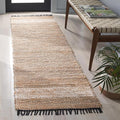 SAFAVIEH Cape Cod Collection Runner Rug - 2'3" x 8', Beige, Handmade Jute & Denim, Ideal for Living Room, Hallway, Foyer, Bedroom (CAP153B-28)