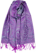 Achillea Reversible Paisley Pashmina Rave Scarf – Exotic Indian Shawls and Wraps for Evening Dresses, Festivals, All Seasons