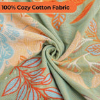 Boho Fall Throw Blanket for Bed，100% Ultra Cotton Soft Breathable Bed Throw Floral Printed Farmhouse Decor Rustic Bed Throws for Couch Sofa Quilt 60" x 80"-Orange& Sage Green