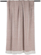 DII Modern Zig Zag Throw Blanket Woven Cotton, Hand-Knotted 2.5" Fringe, 50x60, Cinnamon
