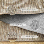 Easy Jute Rug 5x7: Indoor Outdoor Natural Boho Area Rugs for Living Room Patio Washable - Farmhouse Neutral Contemporary Carpet Mat for Entryway Bedroom Kitchen Backyard Sunroom Non Slip