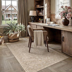 Brown 3x5 Area Rug Entryway Washable Vintage Carpet Office Small Indoor Non Slip Soft Low Pile Thin Stain Resistant Distressed Accent Throw Rug for Entrance Bedroom Dining Living Room