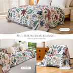 Boho Throw Blanket, 100% Handwoven Cotton Southwestern Farmhouse Floral Decor Reversible Blanket, All Season Throw for Sofa Bed Tapestry Outdoor Camping Picnic. 71″×91″
