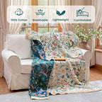 MSGKV The Boho Layer: 60"x80" Cotton Throw Blanket – Full Size for Couch Snuggles, Twin Bed Topper | Lightweight & Breathable Reversible Maximalist Colorful Floral, Decorative Accent