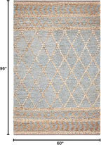 SAFAVIEH Natural Fiber Collection Area Rug - 5' x 8', Natural & Blue, Handmade Boho Moroccan Trellis Jute, Ideal for High Traffic Areas in Living Room, Bedroom (NF955N)