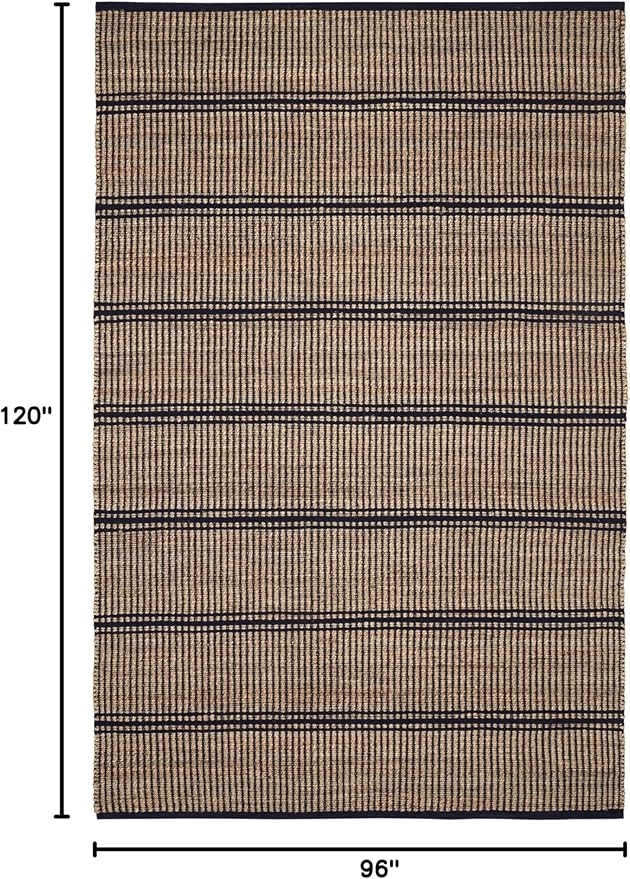 Dash & Albert Arbor Handwoven Jute Rug, 8 X 10 Feet, Navy Stripe Pattern