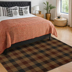 Vintage Large Plaid Area Rug for Living Room - 5x7 Easy Jute Classic Brown and Red Rug for Bedroom Under Bed, Large Entryway Outdoor Porch, Washable Non Slip Neutral Dark Brown Retro Décor