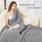 Admitrack Chunky Knit Blanket Throw, 100% Hand Knit Chenille Throw Blanket for Sofa & Home Decor, Soft and Cozy Knitted Throw Blankets (Dark Gray，51"x63")