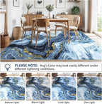 GarveeHome Large Area Rugs 9x12 Washable Modern Abstract Rug, Non-Shedding Neutral Living Room Rugs, Stain-Resistant Low Pile Abstract Floor Cover for Bedroom, Dining Room, Farmhouse, Office, Blue