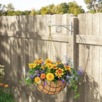 pickpiff 6-Inch Planter Hooks for Hanging Plants - Plant Hanger Hook Indoor Outdoor, Plant Wall Hooks, Brackets for Hanging Plants, Baskets, Wind Chime, Bird Feeder, Bird House (White, Metal, 2 Pack)