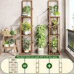 EnHomee 8 Tiers Plant Stand, Indoor Plant Stand with 11-16 Pots, Wood Plants Shelves for Living Room, Patio, Balcony, Yard, Garden, 34.2''W×11.8''D×47.4''H