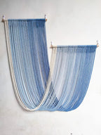 QULBUJ Dip Dye Large Macrame Wall Hanging Tie-Dye Yarn Tapestry Home Boho Wall Decor Ombre Art Headboard Bedroom Living Room 52" Wx34 L (Blue)