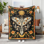 Lifeel Orange Moth Throw Blanket, Retro Boho Flower Butterfly Sun Moon Star Aesthetic Cozy Decor Nap Blankets Gift Sofa Bed Couch Chair or Dorm Throws 50×60 inches