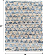Unique Loom Chindi Jute Collection Area Rug (2' x 3' 1" Rectangle, Navy Blue/ Natural)