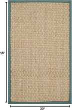 SAFAVIEH Natural Fiber Collection Area Rug - 2'6" x 4', Natural & Light Blue, Seagrass, Basketweave Pattern with Border (NF114M)