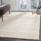 SAFAVIEH Area Rug 6x9 - Natural Fiber Collection - Bleach, Handmade Jute, Braided Woven Design, Ideal for Living Room, Bedroom (NF212D)