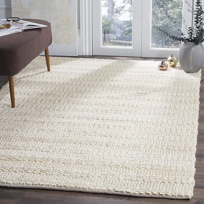 SAFAVIEH Area Rug 6x9 - Natural Fiber Collection - Bleach, Handmade Jute, Braided Woven Design, Ideal for Living Room, Bedroom (NF212D)