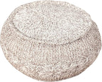 L. R. Resources, Inc. LR Home Beige/White Cable Knit Cotton Pouf for Home Decor | Hand Made Modern Foot Rest for Bedroom & Living Room Décor | 20 x 20 x 12 Stuffed Pouf for Seating
