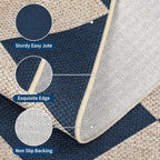 GarveeHome Checkered Easy Jute 5x7 Area Rugs for Living Room Machine Washable Non-Slip Backing Stain Resistant Modern Indoor Outdoor Rugs for Farmhouse Dining Room Patio Navy Blue