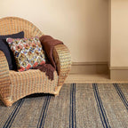 Dash & Albert Arbor Handwoven Jute Rug, 8 X 10 Feet, Navy Stripe Pattern