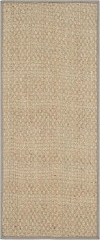 SAFAVIEH Natural Fiber Collection Runner Rug - 2'6" x 12', Natural & Grey, Seagrass, Basketweave Pattern with Border (NF114P)