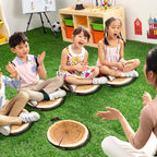 Suzile 8 Pcs Wood Slice Kids Floor Cushions for Classroom, Round Tree Stump Throw Pillows, Soft Waterproof Flexible Seating Mat for Home Daycare Preschool Kindergarten