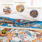 MSGKV Boho Throw Blanket 90"x90" Floral Cotton Blanket for Bed Spring Breathable Lightweight Farmhouse Queen Blankets Home Decor Muslin All Seasons