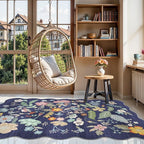 4x6 Living Room Area Rugs: Washable Boho Bedside Rug Non-Slip Floral Small Low Pile Carpet for Kitchen Bedroom Non-Shedding Floor Mat for Kids Room Office Durable Mat for High traffic Area(4x6，Purple)