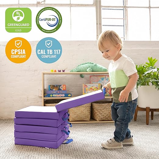 ECR4Kids SoftZone Square Floor Cushions with Handle, Flexible Seating, Purple, 6-Piece