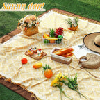 VitalCozy Waterproof Picnic Blankets 71×71 inch Outdoor Blanket Foldable 2 in 1 Double Layer Sandproof Beach Mat with Carry Strap for Camping Lawn Park Beach Grass(Yellow)