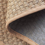 SAFAVIEH Area Rug 4' Square - Natural Fiber Collection - Natural & Beige, Seagrass, Basketweave Pattern with Border (NF114A)