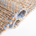 SAFAVIEH Natural Fiber Collection Area Rug - 6' x 9', Light Blue & Natural, Handmade Boho Farmhouse Rustic Jute & Cotton Jute, Ideal for High Traffic Areas in Living Room, Bedroom (NFB654M)