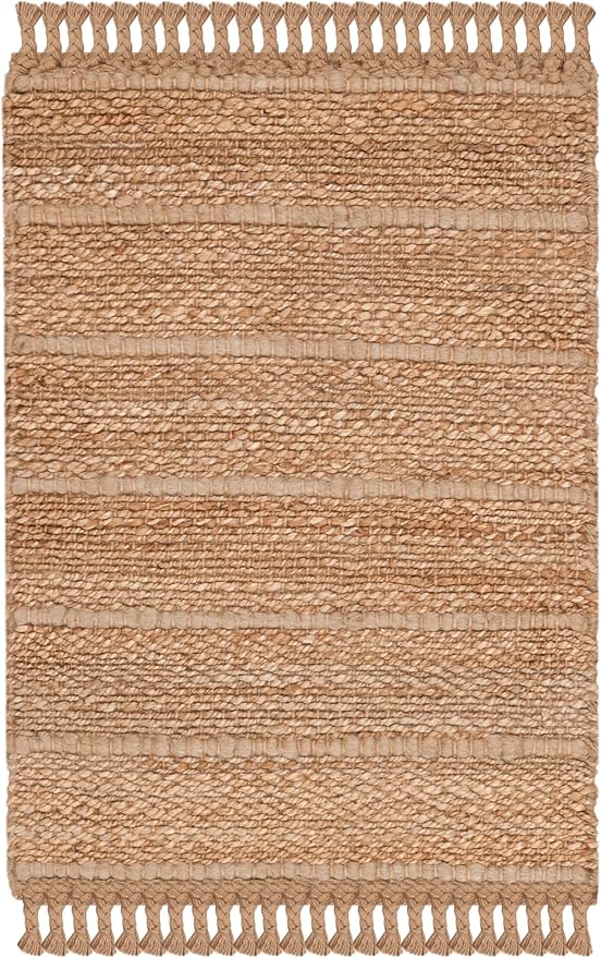 SAFAVIEH Natural Fiber Collection Accent Rug - 2' x 3', Natural & Light Grey, Handmade Tassel Jute, Ideal for High Traffic Areas in Entryway, Living Room, Bedroom (NF550A)