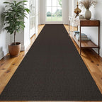 EARTHALL Extra Long Runner Rug 3x18 Ft Washable Runners for Hallways Cotton Non Slip Entryway Runner Braided Kitchen Runner Indoor Outdoor Carpet Runners for Hotels, Officel, Stair, Taupe/Coffee