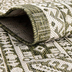 Rugs.com Outdoor Aztec Collection Rug – 2' x 3' Green Flatweave Rug Perfect for Living Rooms, Large Dining Rooms, Open Floorplans