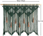 Youngeast Large Macrame Wall Hanging Boho Woven Tapestry Bohemian Macrame Wall Decor Handmade Tassel Tapestry Home Decoration for Bedroom Living Room 39"X31" (Wood Dowels Not Included) (Dark Green)