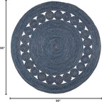 SAFAVIEH Area Rug 8' Round - Natural Fiber Collection - Large - Navy, Handmade Jute, Boho Farmhouse Braided Design (NF364N)