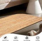 Ramanta Home Hand Woven Jute Braided Rug 2'x6' - Natural, Boho Reversible Floor Carpet for Living Room, Farmhouse Accent Rugs for Kitchen, Bedroom, Nursery, Kids Room, Patio - 24X72 Inch