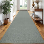 EARTHALL Extra Long Runner Rug 3x18 Ft Washable Runners for Hallways Cotton Non Slip Entryway Runner Braided Kitchen Runner Indoor Outdoor Carpet Runners for Hotels, Officel, Stair, Green/Grey