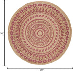 SAFAVIEH Natural Fiber Round Collection 3' Round Pink NF802P Handmade Boho Mandala Braided Jute Area Rug